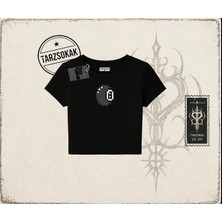 Tarzsokak Unisex 8 Ball Kadın Baby Tee Beyaz