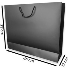 ABB Matbaa 10 Adet Siyah Karton Ipli Çanta Karton Poşet (45X37X12) - Ip Rengi Seçilebilir