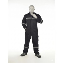 Secura İş Güvenliği Yazlık Iş Tulumu 16/12 Gabardin %100 Pamuklu Boy Tulum Reflektörlü 6 Cepli