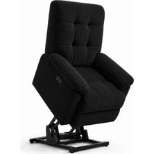 Smarto Relax Porto Liftli Çift Motorlu Elektrikli Masajlı Ayağa Kalkma Destekli Polyester Hasta ve Baba TV Koltuğu - Siyah