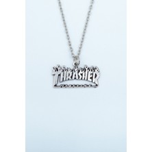 Alooya Thrasher Magazine Gümüş Kaplama Düz Zincir Kolye