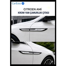 CarEste Citroen Ami Paslanmaz Krom Yan Çamurluk Çıtası 4 Parça Abs Malzeme Araç Aksesuarı