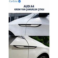 CarEste Audi A4 Krom Yan Çamurluk Çıtası Parlak Krom 4 Parça 3m Bantlı Araca Özel Uyumlu