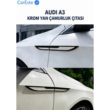 CarEste Audi A3 Krom Yan Çamurluk Çıtası Parlak Krom 4 Parça 3m Bantlı Araca Özel Uyumlu