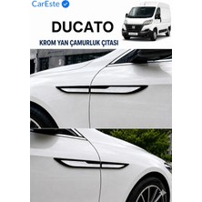 CarEste Fiat Ducato 2010 ve Üzeri Uyumlu Krom Yan Çamurluk Çıtası Parlak Siyah Abs 4 Parça