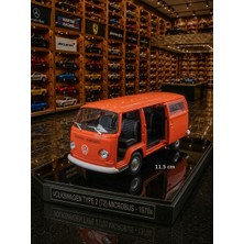 Oyuncak Sahili Volkswagen 1970 Model Minibüs Diecast Ölçek Metal 11.5 cm Araba Kapı Açılır Çekbırak Koleksiyon Model Metalic Turuncu