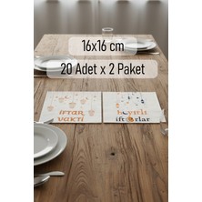 Dolkin Home 40 Adet Ramazan Sofralarına Özel Iftar Vakti Baskılı Peçete Seti 2 Çeşit Ramazan Peçetesi