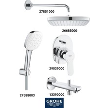 Grohe Bauedge Ankastre Banyo Bataryası Seti Gagadan Yönlendiricili(Kare Tepe Duşlu)