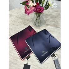 Vissona Soyut Çiçek Desen Twill Ipek Eşarp Antrasit