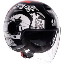 Agv Eteres History Matt Black White Red Açık Kask (Yazlık Balaklava Hediyeli)