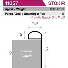 Yegal Metal Mutfak Tezgah Önü ve Su Tutucu Bariyer Alüminyum Profili 4 cm Uzun Tip (Nikel Yüzey Görünüm)