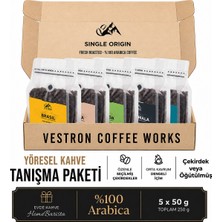 Vestron Dünya Kahveleri Filtre Kahve Deneme Paketi Seti 5x50g %100 Arabica Medium Roast Single Origin V2