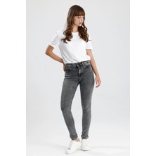 #kadınjean Kar Yıkama Gri Denim Skinny Fit Kesim MIRA12 Rahat Kadın Jean Pantolon