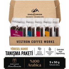 Vestron Dünya Kahveleri Filtre Kahve Deneme Paketi Seti 5x50g %100 Arabica Medium Roast Single Origin V1