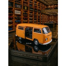 Oyuncak Sahili Volkswagen 1970 Model Minibüs Diecast Ölçek Metal 11.5 cm Araba Kapı Açılır Çekbırak Koleksiyon Model Metalic Sarı