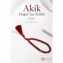 İlk Ben Aldim Akik Doğal Taş Tesbih 33’lü Kırmızı Püsküllü Zikir Tesbihi
