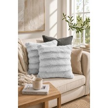 Bella Home Premium Tavşan Tüyü Kırlent Kılıfı | 2'li | Soft | Pamuksu Tuşeli | Dekoratif | 45 cm x 45 cm