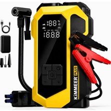 Kimmeer Plus  Akü Takviyeli Hava Pompası & Jump Starter 16000MAH Powerbank – Çok Fonksiyonlu Araç Destek