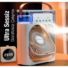 Sepetopia Masaüstü Taşınabilir Buzlu Soğutucu Vantilatör, Su Soğutmalı ve LED Işıklı Beyaz Fan