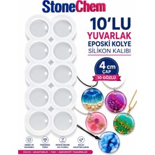 Stonechem 10 Gözlü 4 cm Yuvarlak Silikon Kalıp – Epoksi Kolye ve Takı Kalıbı