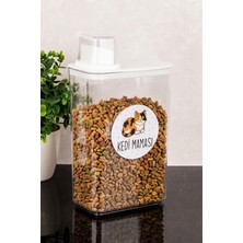Dolkin Home Cinse Özel Kedi Maması Kutusu Etiketli Kendinden Ölçekli 3000 ml Akrilik Kedi Maması Saklama Kutusu