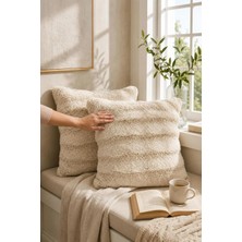 Bella Home Premium Tavşan Tüyü Kırlent Kılıfı | 2'li | Soft | Pamuksu Tuşeli | Dekoratif | 45 cm x 45 cm