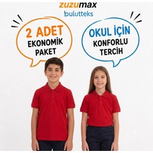 Bulut Teks Okullu (2ADET) Polo Yaka Kırmızı Kısa Kol Okul Tişörtleri Kıyafetleri Üniforması Çocuk Genç