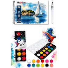 Glance A5 Sulu Boya Defteri 300G/M2 12 Yaprak Art-X Premium 12'li Sulu Boya Bu Tablet Suluboya Set