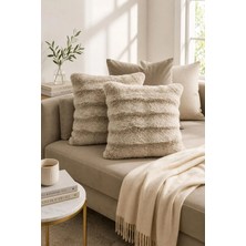 Bella Home Premium Tavşan Tüyü Kırlent Kılıfı | 2'li | Soft | Pamuksu Tuşeli | Dekoratif | 45 cm x 45 cm