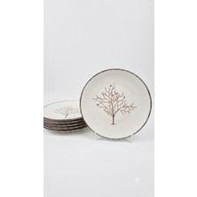 Tezyinat Wood Hayat Ağacı 6'lı Porselen Pasta Tabağı Seti