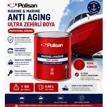 Polisan Marine Kırmızı Zehirli Boya Ultra Antıfoulıng Boya Tekne Vapur Gemi Boyası 1 kg ( 0,6 Litre )