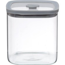 MİEN Mien 750 ml Gri Silikon Vakum Kapaklı Cam Saklama Kavanozu 10,5X10,5 cm Kare Erzak Kavanozu