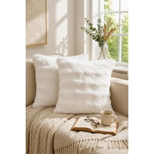 Bella Home Premium Tavşan Tüyü Kırlent Kılıfı | 2'li | Soft | Pamuksu Tuşeli | Dekoratif | 45 cm x 45 cm