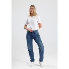 #kadınjean %100 Pamuk Orta Koyulukta Indigo Denim Mommy Fit Kesim MIMMY26 Rahat Kadın Jean Pantolon