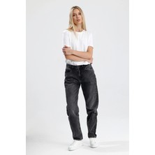 #kadınjean %100 Pamuk Koyu Indigo Denim Mom Fit Kesim MIMMY26 Rahat Kadın Jean Pantolon