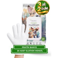 Greenwich Kedi ve Köpek Eldiven Mendil 20 Adet – Banyoya Alternatif Durulama Gerektirmeyen Temizleme Eldiveni | Vegan Günlük Hijyen ve Bakım