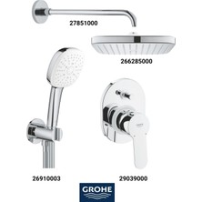Grohe Bauedge Ankastre Banyo Bataryası Seti Gagasız(Kare Tepe Duşlu)