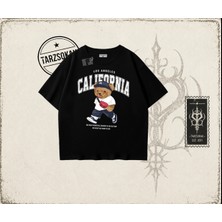 Tarzsokak Unisex California Bear Oversize Unisex Tişört Beyaz