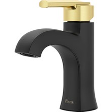 Pfisterer Pfister Vaneri Banyo Lavabo Bataryası, Tek Kontrol, 1 Kulplu, Tek Delikli, Nsf Sertifikalı, Mat Siyah ve Fırçalanmış Altın Kaplama, LF042VRIBBG