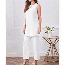 Nake Butik Kadın Sıfır Kol Uzun Tunik ve Pantolon Ikili Takım