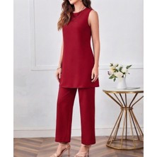 Nake Butik Kadın Sıfır Kol Uzun Tunik ve Pantolon Ikili Takım