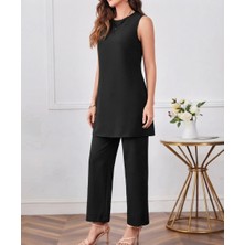 Nake Butik Kadın Sıfır Kol Uzun Tunik ve Pantolon Ikili Takım