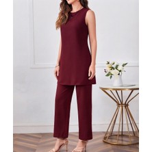 Nake Butik Kadın Sıfır Kol Uzun Tunik ve Pantolon Ikili Takım