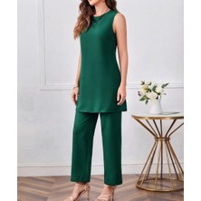 Nake Butik Kadın Sıfır Kol Uzun Tunik ve Pantolon Ikili Takım