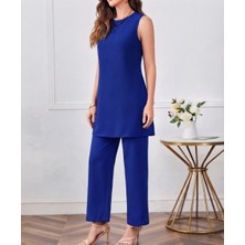 Nake Butik Kadın Sıfır Kol Uzun Tunik ve Pantolon Ikili Takım