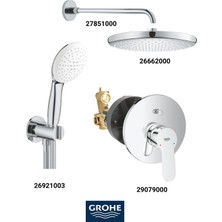 Grohe Bauedge Ankastre Banyo Bataryası Seti Büyük Rozetli Gagasız(Oval Tepe Duşlu)