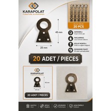 Karapolat 20 Adet Tablo Askı Aparatı 45X25 mm Metal Duvar Askı Plakası Çerçeve Ayna Pano Asma Aparatı