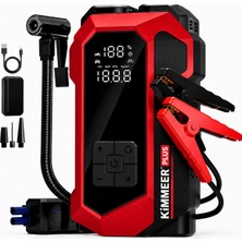 Kimmeer Plus  Akü Takviyeli Hava Pompası & Jump Starter 16000MAH Powerbank – Çok Fonksiyonlu Araç Destek