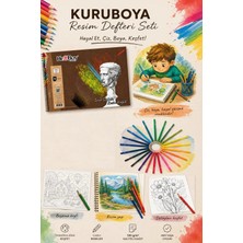 Glance Herboy Spiralli Resim Defteri 25*35-120GR. 24'lü Kuru Boya Kalemi Set