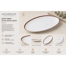 Belirtilmemiş Alm Copper Line Kayık Tabak 32 cm Büyük Servis Sunum